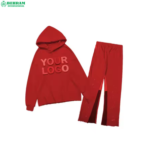 350g Thick Fleece <b>Oversize</b> Zip up Hoodie Straight Wide Leg Sweat <b>Jogger</b> Pants Solid Colors Tracksuit Jogging Suit Men - Product Image 5
