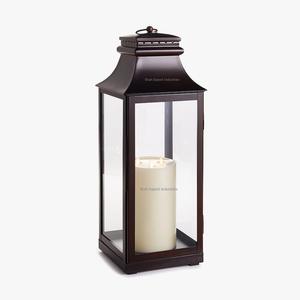 ชุดตะเกียงเทียนโลหะแก้วสีดำสไตล์อเมริกันชุดโคมไฟ2ชิ้นโคมไฟทรงสูงขนาดเล็กสำหรับตกแต่งบ้านและสวน - Product Image 2