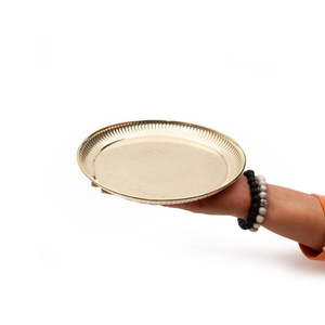 งานทำด้วยมือทองเหลืองแท้7นิ้วพร้อมลายนูนดอกไม้หรูหราออกแบบสำหรับงานแต่งงานและดิวาลีงานฝีมือโลหะเคลือบทอง - Product Image 3