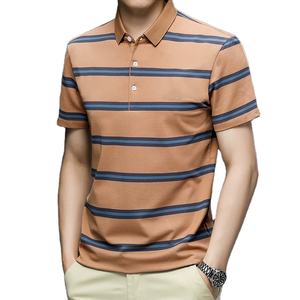 Camiseta Polo a Rayas de Manga Corta, Holgada, de Gran Tamaño, Informal, de Verano, para Hombre, con Diseño de Logotipo Personalizado OEM - Product Image 1