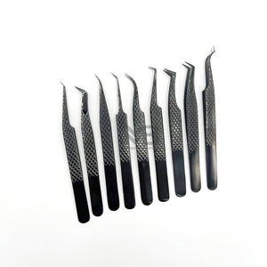 Pinces à épiler pour extensions de cils en plasma noir de qualité supérieure, poignée diamant, acier inoxydable japonais avec nom de marque personnalisé - Product Image 5
