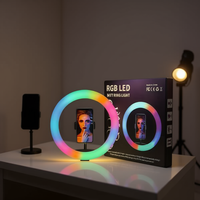 MJ30 Lumière d'appoint RGB en plastique de 12 pouces avec contrôle par application, alimentation USB 18W 110V-240V, pour photographie, streaming en direct et support de produits de beauté
