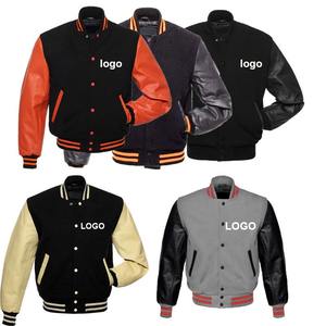 Chaqueta cortavientos de invierno a la moda para exteriores 2025, chaqueta con letras de béisbol de manga larga de cuero personalizada para hombre - Product Image 4