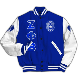 Zeta Phi Beta 1920 Varsity Letterman Veste Sororité Bleu Blanc Chenille Patch ZPB Grec Vie Fondateurs Weekend Gear - Product Image 4