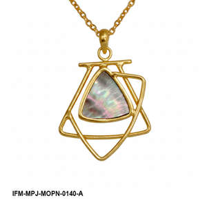 Mother of Pearl Pendant <b>Necklace</b> Gold Plated Triangle Statement Jewelry for Women Iridescent Shell Inlay Adjustable Chain - Product Image 4
