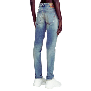 กางเกงยีนส์ผ้าเดนิมปักลายสีฟ้าอ่อนทรงสกินนี่เอวสูงลำลองสีล้วนมีสไตล์ดีไซน์ทันสมัยสำหรับทุกฤดูกาล-ฤดูใบไม้ผลิ - Product Image 3