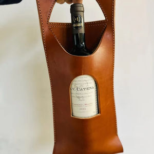 Bolsa de vino de cuero, carrito de vino personalizado, regalo hecho a mano para él, regalo de boda - Product Image 1