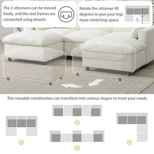 86.5 Chenille Modular Sectional Sofa 5 Seat <b>U</b>-Shaped Couch Set with Storage Pockets Pillows Free Combination for <b>Living</b> Room new - Product Image 2