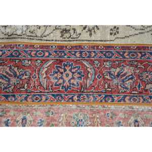 Vintage Turkish Large Area Rug Classic Red Beige 2x3,1ft Wool Latex Backing Patchwork Pattern Eco Friendly Medium Pile Rug - Product Image 5