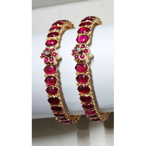 กำไลข้อมือชุบทองคำแท้ 24 กะรัต งานแฮนด์เมด คุณภาพสูง ชุบทองแบบด้านจากปากีสถาน ชุดกำไลทองเหลือง ประดับเพชรทรงรีแบบคลาสสิก - Product Image 2