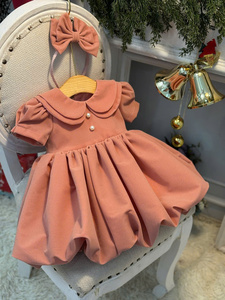 Vestido de Princesa de Terciopelo con Estampado de Loto para Fiestas Infantiles - HECHO EN VIETNAM - Product Image 3