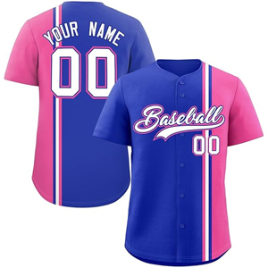Hauts de softball imprimés à rayures personnalisés Maillot de baseball cousu sur mesure Maillot de baseball à manches courtes pour hommes - Product Image 2
