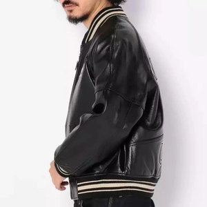 แจ็กเก็ตหนังแท้มีซิปสำหรับผู้ชายแจ็คเก็ตแฟชั่นหนังแขนยาวสำหรับฤดูใบไม้ร่วงและฤดูหนาว - Product Image 3
