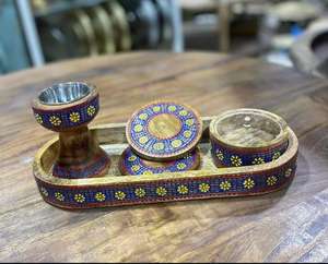 Brûleur d'encens en bois et résine de style arabe, porte-charbon de Bakhoor, plateau décoratif, ensemble de design moderne et élégant, écologique - Product Image 6