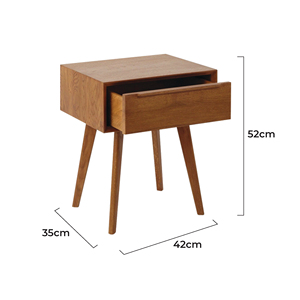 Modern <b>Solid</b> <b>Wood</b> Nightstand with Drawer Midcentury Design Adjustable Durable for Bedroom Home Furniture - Product Image 6