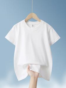 T-shirt pour enfants à motif uni Logo personnalisé 100% pur coton Mode loisirs col rond avec demi-manches courtes T-shirt ample pour hommes - Product Image 6