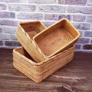 Rectangular Rattan <b>Basket</b> - Vintage Boho Style, Made in Vietnam, Perfect <b>for</b> Books, <b>Fruits</b>, and Home Decor Handicraft - Product Image 6