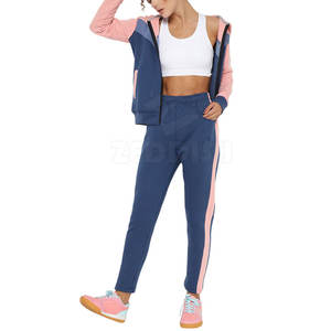 Chándales de secado rápido de manga larga de poliéster y algodón informales para mujer, cuello levantado, patrón sólido de invierno, venta al por mayor - Product Image 4