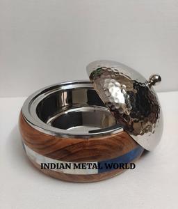 Dost de service de nourriture de forme ronde de conception antique et pot chaud en acier inoxydable d'incrustation de haute qualité pour pot chaud de vaisselle - Product Image 6