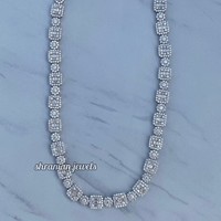 Collar de Hombre de Plata de Ley 925 con Diamantes VVS de 10 mm, Estilo Hip Hop, Cadena de Tenis con Moissanita Baguette para Fiestas de Graduación