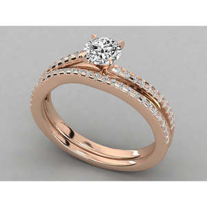 Bague solitaire en or massif 10 carats avec diamant de laboratoire et 51 petits diamants certifiés IGI – Ensemble de bijoux de mariée pour femme en or jaune/rose/blanc - Product Image 4
