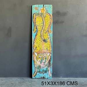 Vintage <b>Rustic</b> <b>Wooden</b> Tiger Panel Wall Art Vertical Design for Easy Hanging - Product Image 6