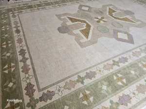 Alfombras de lana hechas a mano Rosa verde 10x14 coloridas 8x10 tamaños para sala de estar tejidas a mano Oushak persa textil para el hogar de alta venta - Product Image 4