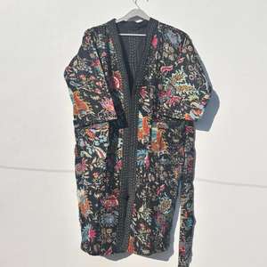 Classic Unisex Quilted Cotton <b>Jacket</b> Indian Style Mukut Printing Winter Handmade Eco-Friendly - Product Image 1