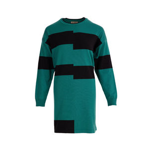 เสื้อทูนิคถักลายทางสีเขียวหนาสำหรับสาวออฟฟิศ - Product Image 1
