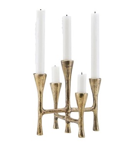 Lot de 2 bougeoirs en métal au design élégant de vente à chaud éclairage décoratif de finition en laiton au design unique - Product Image 6