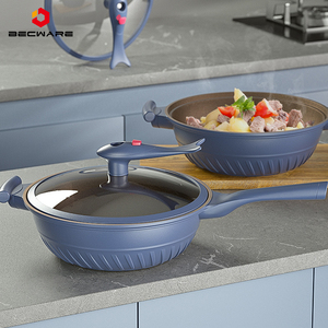 Padella antiaderente, padella a pressione domestica, padella in lega di titanio, pentola per zuppa multifunzionale con coperchio - Product Image 5