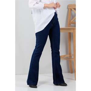 Jean évasé décontracté style espagnol en Spandex/Polyester, coupe droite, longueur midi - Product Image 4