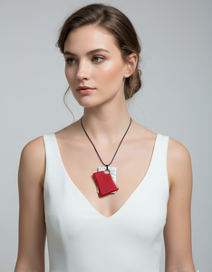 สร้อยคอจี้เรซิ่นสีแดงและสีขาวแบบนามธรรมทำด้วยมือ |   เครื่องประดับทรงเรขาคณิตสมัยใหม่ |   สร้อยคอแฟชั่นขายส่งแบบกำหนดเอง - Product Image 2