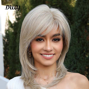 Poppy-DWY Free Part Blonde <b>Short</b> Synthetic <b>Wig</b> with Transparent Lace Front Mono Color - Product Image 2