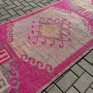 Turkish <b>Rug</b>, <b>Runner</b> 3.4x12.2 ft Vintage <b>Rug</b>, Pink Polka dot Wool <b>Rug</b> - Product Image 2