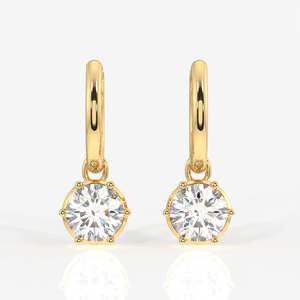 Round Lab Grown <b>Diamond</b> Drop <b>Earrings</b> 9K Gold Plated 14K White Gold for Weddings and Parties - Product Image 1