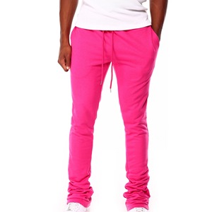 Pantalon de survêtement évasé pour homme, survêtement rose à taille avec cordon de serrage, empilé, décontracté, pour l'hiver et l'automne - Product Image 1