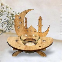 Support de bougie chauffe-plat en bois fait main pour décoration intérieure, ornements modernes à base LED, structure géométrique lune/étoile, sans flamme, écologique