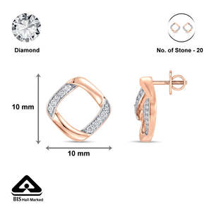 Geometric Vintage 14k Gold Plated <b>Square</b> <b>Diamond</b> <b>Earrings</b> for Wedding Engagement Anniversary - Product Image 6