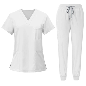 Venta caliente Unisex XL médico enfermera Scrubs traje de manga corta tejido Hospital uniformes con diseños elásticos de calidad superior - Product Image 1