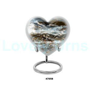 Superventas hermoso corazón frailecillo pájaro recuerdo cremación urna para adultos para cenizas humanas con soporte y bolsa de terciopelo gratis - Product Image 5