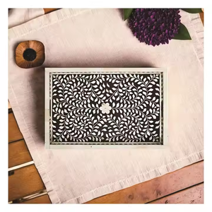 El mejor diseño de bandeja para servir con incrustaciones de hueso de Hotel, bandeja para servir hecha a mano india y bandeja con incrustaciones de hueso de precio directo de fábrica de alta calidad - Product Image 5