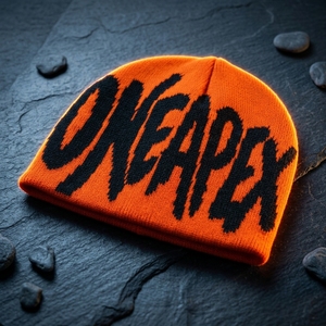 Orange Black Graphic Knit Beanie Hat Custom Logo Ribbed <b>Winter</b> <b>Cap</b> Unisex Streetwear Fashion Headwear Wholesale OEM Manufacturer - Product Image 5