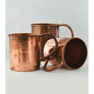 Handmade copper mule mugs set for kitchen <b>bar</b> cocktail party serving drinks in rustic vintage style - Product Image 2