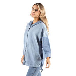 Moda personalizada en blanco lavado ácido 300 GSM polar cremallera sudaderas con capucha a la venta en varios colores sudaderas con cremallera para mujer - Product Image 1