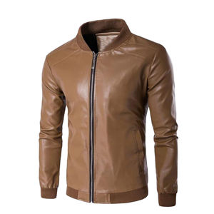 Veste en simili cuir classique pour homme, col montant zippé, style streetwear - Product Image 3