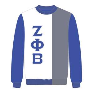 Zeta Phi Beta Blanco 3 Tone Knit Sweater Divine Nine Greek Sorority Chenille Bordado Pullover Cuello redondo Ropa de moda de invierno - Product Image 2