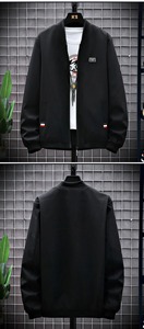 Men's Casual Long Sleeve Zipper Baseball Collar Bomber Jacket, Chic and Trendy Regular Fit Windbreaker Jacket - Product Image 4