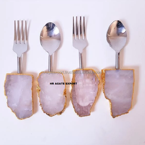 ชุดช้อนบำบัดลายนางฟ้ารูปสัตว์ไขว้สีเหลืองหินอะเวนจูรีนหินควอตซ์อัญมณีล้มคว่ำ - Product Image 5