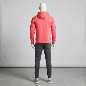 Ensemble de survêtement pour homme avec sweat à capuche zippé et pantalon de jogging, rose corail et gris, colorblock, pour le sport, l'entraînement, la gym, le fitness et les activités sportives, Taille S - Product Image 2